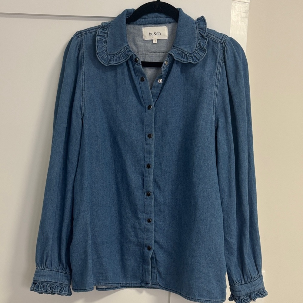 ba&sh Blue Button Down Chambray Shirt